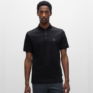 EUC BOSS Black Appliqué Emblem Tee Sz L